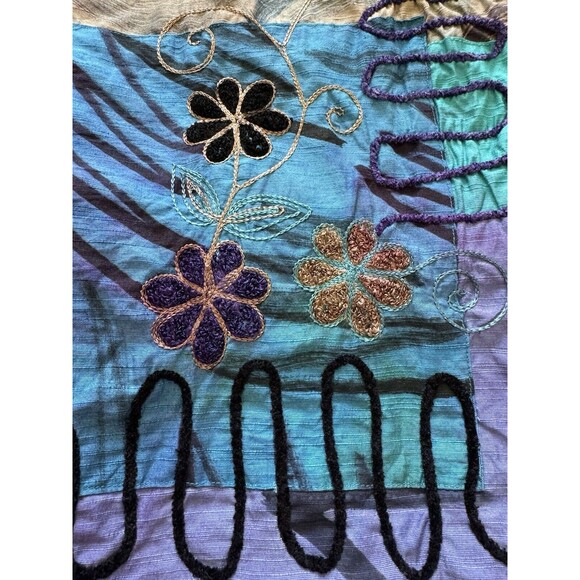 Vintage Causal Living Jacket Women XL Artsy Abstract Embroidered Patchwork Boho - Picture 4 of 9